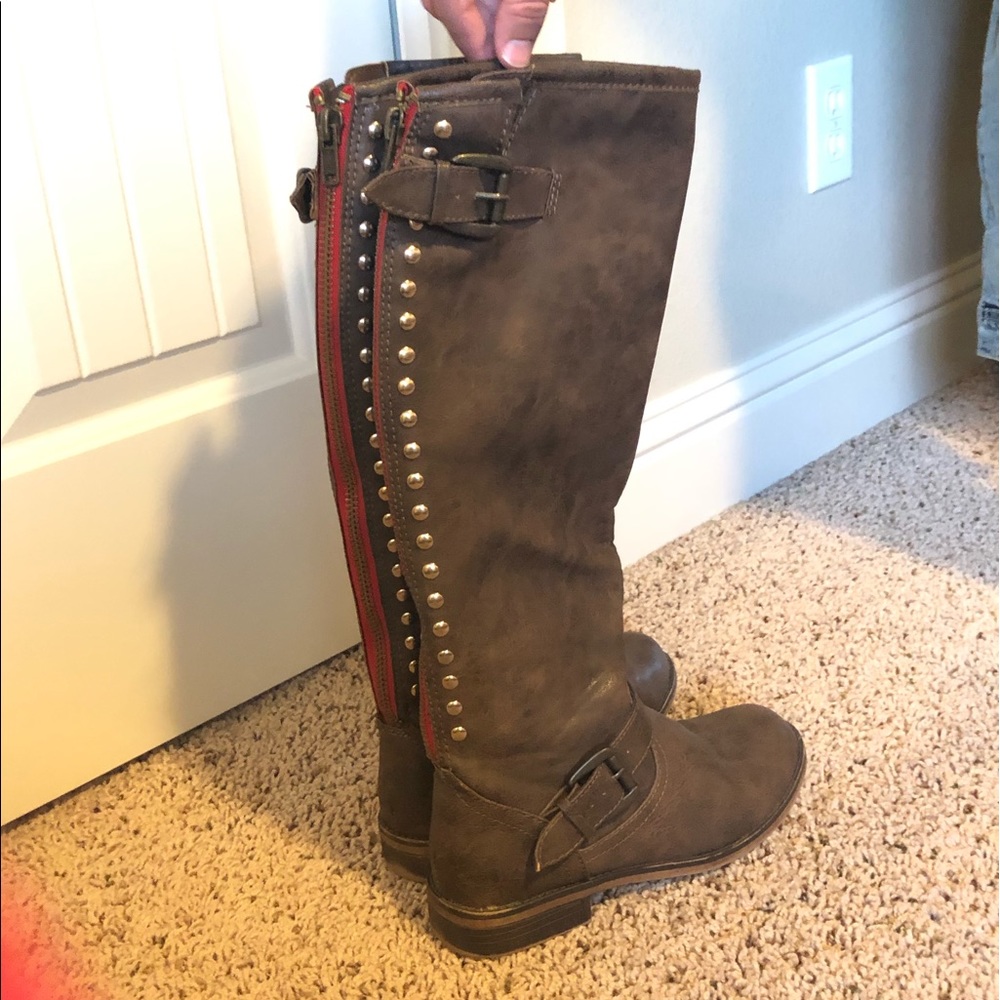 Brown knee high boots